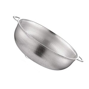 hemoton stainless steel colanders strainers micro- perforated kitchen strainer with handle drain baskets for fruits vegetable cleaning washing mixing 16. 5cm