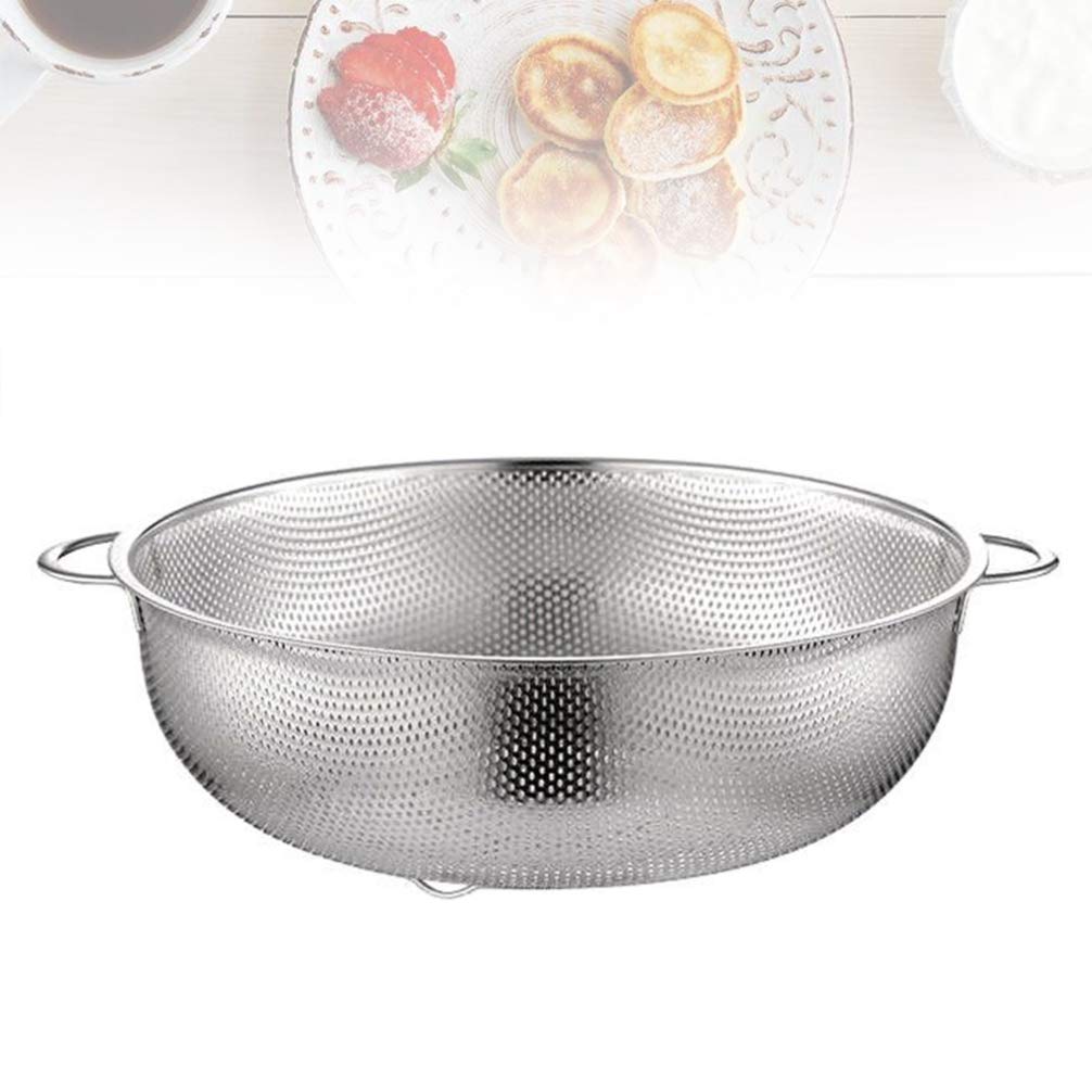 Hemoton Stainless Steel Colanders Strainers Micro- Perforated Kitchen Strainer with Handle Drain Baskets for Fruits Vegetable Cleaning Washing Mixing 16. 5cm