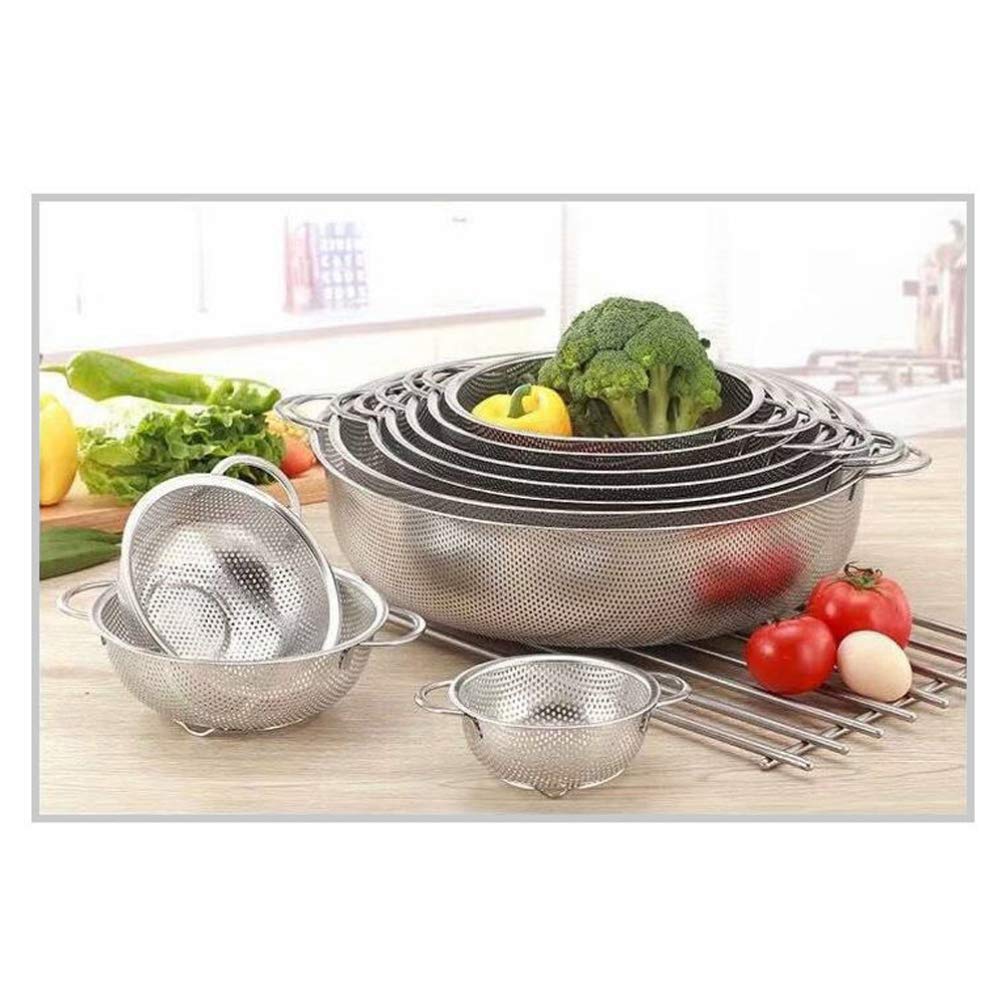 Hemoton Stainless Steel Colanders Strainers Micro- Perforated Kitchen Strainer with Handle Drain Baskets for Fruits Vegetable Cleaning Washing Mixing 16. 5cm