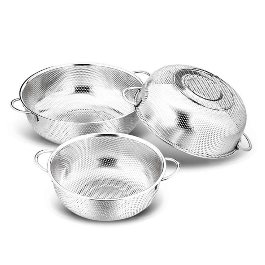 Hemoton Stainless Steel Colanders Strainers Micro- Perforated Kitchen Strainer with Handle Drain Baskets for Fruits Vegetable Cleaning Washing Mixing 16. 5cm