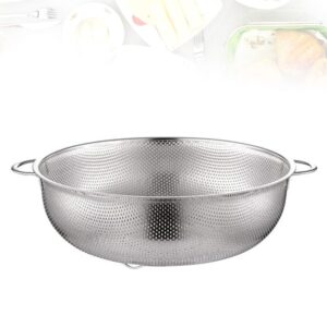 Hemoton Stainless Steel Colanders Strainers Micro- Perforated Kitchen Strainer with Handle Drain Baskets for Fruits Vegetable Cleaning Washing Mixing 16. 5cm