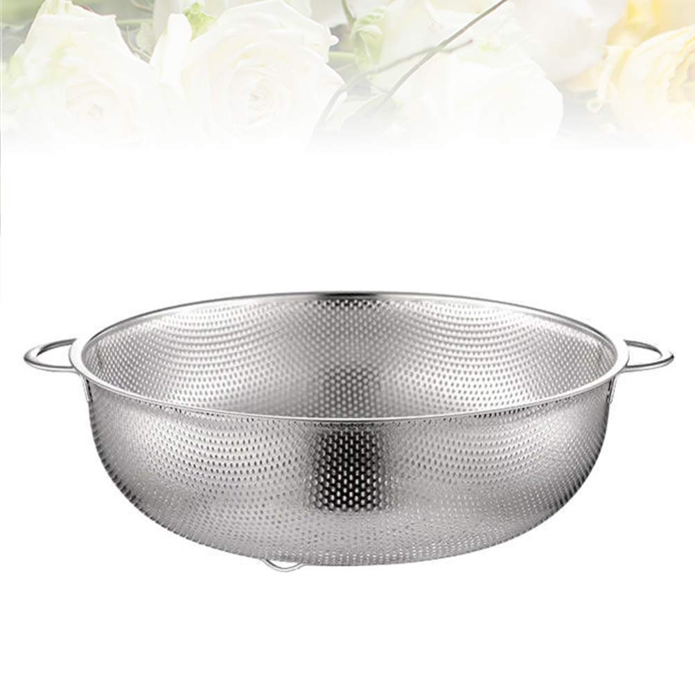 Hemoton Stainless Steel Colanders Strainers Micro- Perforated Kitchen Strainer with Handle Drain Baskets for Fruits Vegetable Cleaning Washing Mixing 16. 5cm