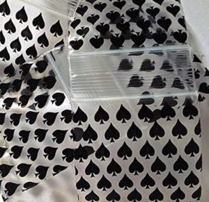 200 - 2" x 2" black spades design small plastic ziplock baggies