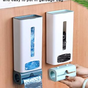 Garbage Bag Holder Kitchen Plastic Bag Holder Garbage Bag Dispenser Storage Box Wall Mount Bag Saver Bag Storage for Plastic Bags (Dark Blue)