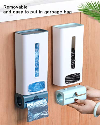 Garbage Bag Holder Kitchen Plastic Bag Holder Garbage Bag Dispenser Storage Box Wall Mount Bag Saver Bag Storage for Plastic Bags (Dark Blue)