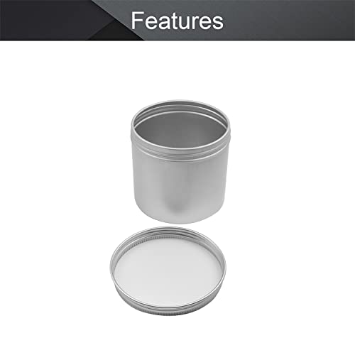 Othmro 1Pcs Round Aluminum Cans Tin Can Screw Top Metal Lid Containers 250ml/8.3 oz, 75 * 70mm (D*H) Silver Color Aluminum Containers for Lip Balm, Crafts, Cosmetic, Candles