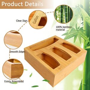 TILB Ziplock Bag Storage Organizer,Bamboo Baggie Organizer Dispenser for Drawer,Plastic Bag Organizer for Drawer Compatible With Gallon,Quart,Sandwich,Snack Bags