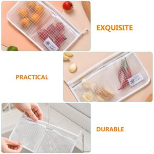 Mobestech 3pcs Hanging Storage Mesh Bag Kitchen Storage Bag Mesh Kitchen Organizer Mesh Bag Door Hanging Organizer Fridge Hanging Mesh Bag Room Organization Pp White Storage Net Two Grids