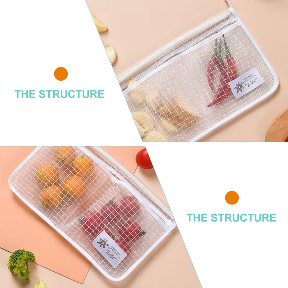 Mobestech 3pcs Hanging Storage Mesh Bag Kitchen Storage Bag Mesh Kitchen Organizer Mesh Bag Door Hanging Organizer Fridge Hanging Mesh Bag Room Organization Pp White Storage Net Two Grids