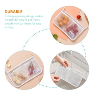 Mobestech 3pcs Hanging Storage Mesh Bag Kitchen Storage Bag Mesh Kitchen Organizer Mesh Bag Door Hanging Organizer Fridge Hanging Mesh Bag Room Organization Pp White Storage Net Two Grids