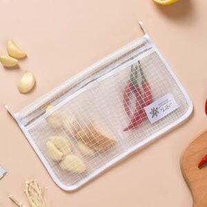 Mobestech 3pcs Hanging Storage Mesh Bag Kitchen Storage Bag Mesh Kitchen Organizer Mesh Bag Door Hanging Organizer Fridge Hanging Mesh Bag Room Organization Pp White Storage Net Two Grids