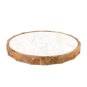 carmelo 15" round marble and wood serving board cheese board, decorative tray