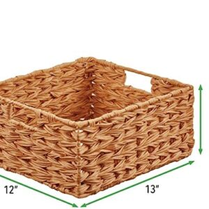 Home Fresh 3 Pack plastic Woven Farmhouse Kitchen Pantry Food Storage Organizer Basket Box - Container Organization for Cabinets, Cupboards, Shelves, Store PotatoesOnions,Countertops, Fruit, Brown