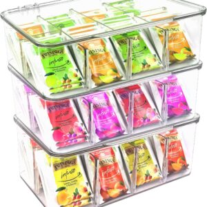 Utopia Home Set of 11 Organizers-8 Pantry Organizers (4 Large & 4 Small Drawers) & 3 Stackable Tea Bag Organizer Box with Clear Top Lids - Plastic Storage Racks for Freezers, Kitchen and Cabinets