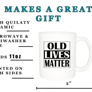 Rogue River Tactical Funny Gift Bundle - 20 Oz. Travel Tumbler Mug And 11oz Coffee Mug Old Lives Matter Senior Citizen Novelty Cup Combo Retirement Birthday Gag Gift Set Mom Dad Grandma or Grandpa