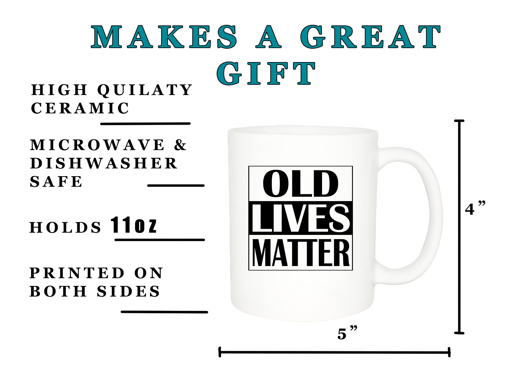 Rogue River Tactical Funny Gift Bundle - 20 Oz. Travel Tumbler Mug And 11oz Coffee Mug Old Lives Matter Senior Citizen Novelty Cup Combo Retirement Birthday Gag Gift Set Mom Dad Grandma or Grandpa