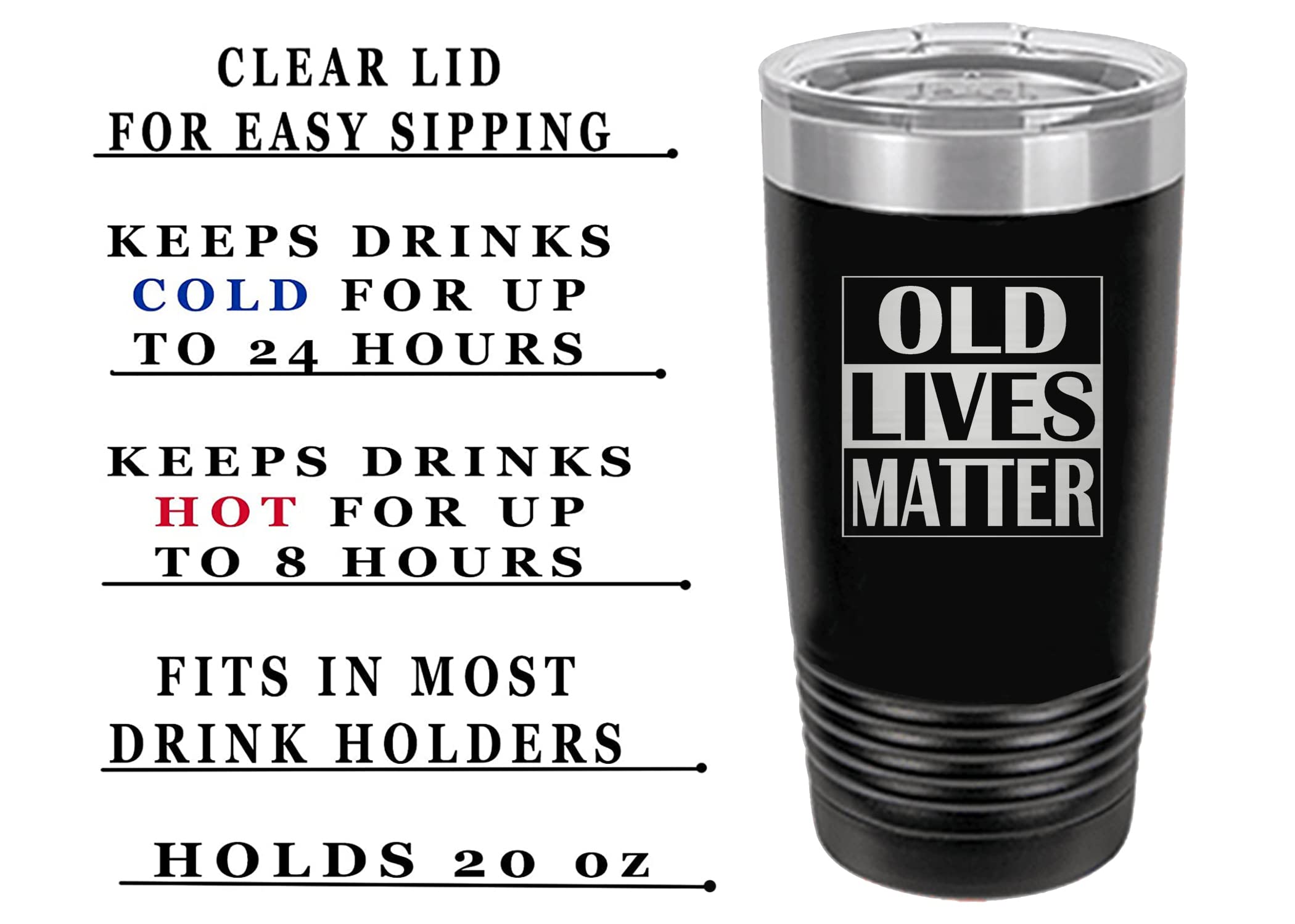 Rogue River Tactical Funny Gift Bundle - 20 Oz. Travel Tumbler Mug And 11oz Coffee Mug Old Lives Matter Senior Citizen Novelty Cup Combo Retirement Birthday Gag Gift Set Mom Dad Grandma or Grandpa