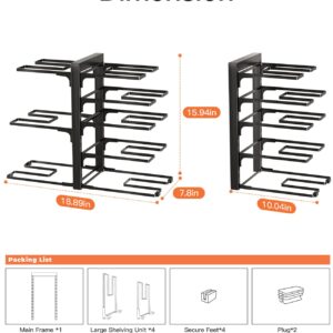 ORDORA Pots and Pans Organizer: Rack for Cabinet, 8-Tier Heavy Duty 120LBS Pots Pans Organizer Rack under Cabinet Adjustable for Dutch Ovens, Cast-iron Pans, Heavy Skillets Griddles, Shallow Pots