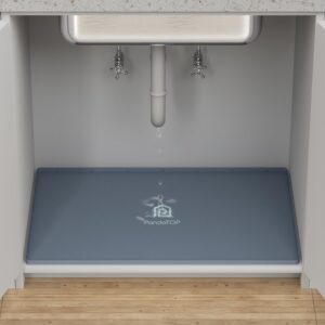 Under Sink Mat, 28" x 22" Silicone Kitchen Cabinet Tray, Waterproof & Flexible Under Sink Liner for Kitchen Bathroom and Laundry Room