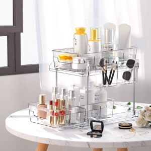 VIVAIVE 2-Tier Bathroom Organizer with Removable Dividers, 11.5" x 7.4" x 10.8" - Space-Saving and Practical Storage Solution