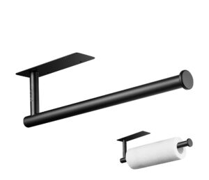 paper towel holder under cabinet, black drilling or self adhesive paper towel holder, paper towel roll rack, sus304 stainless steel under counter paper towel holder for kitchen, pantry, sink, bathroom