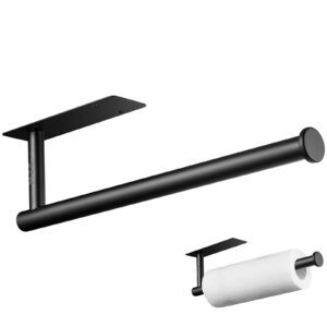 Paper Towel Holder Under Cabinet, Black Drilling or Self Adhesive Paper Towel Holder, Paper Towel Roll Rack, SUS304 Stainless Steel Under Counter Paper Towel Holder for Kitchen, Pantry, Sink, Bathroom