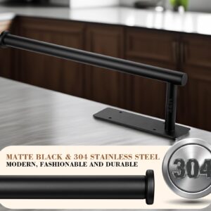 Paper Towel Holder Under Cabinet, Black Drilling or Self Adhesive Paper Towel Holder, Paper Towel Roll Rack, SUS304 Stainless Steel Under Counter Paper Towel Holder for Kitchen, Pantry, Sink, Bathroom