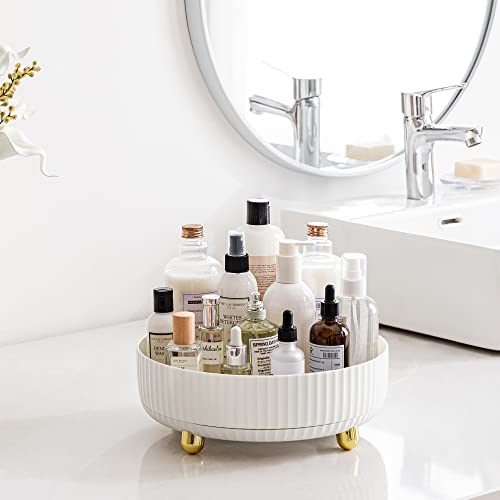 HBlife Makeup Organizer, 360 Degree Rotating Perfume Organizer, 11 Inches Large Capacity Lazy Susan for Bathroom Counter or Vanity (White, Large)