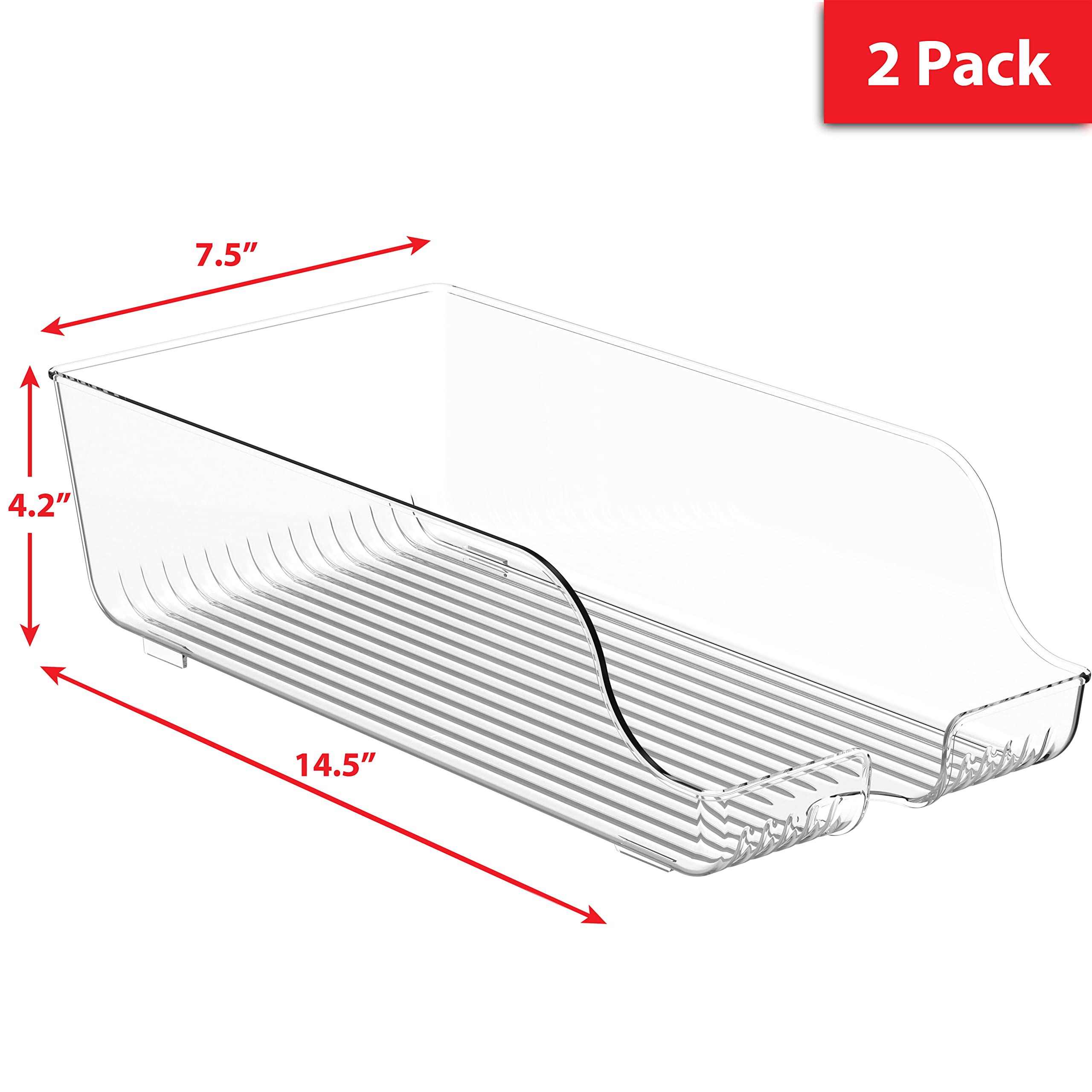 SimpleHouseware Skinny Can Organizer for Pantry/Refrigerator, Clear, Set of 2