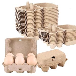 30 pack empty egg cartons,6 pulp fiber egg carrier egg storage containers for kitchen, farm, picnic,travel, brown,reusable.