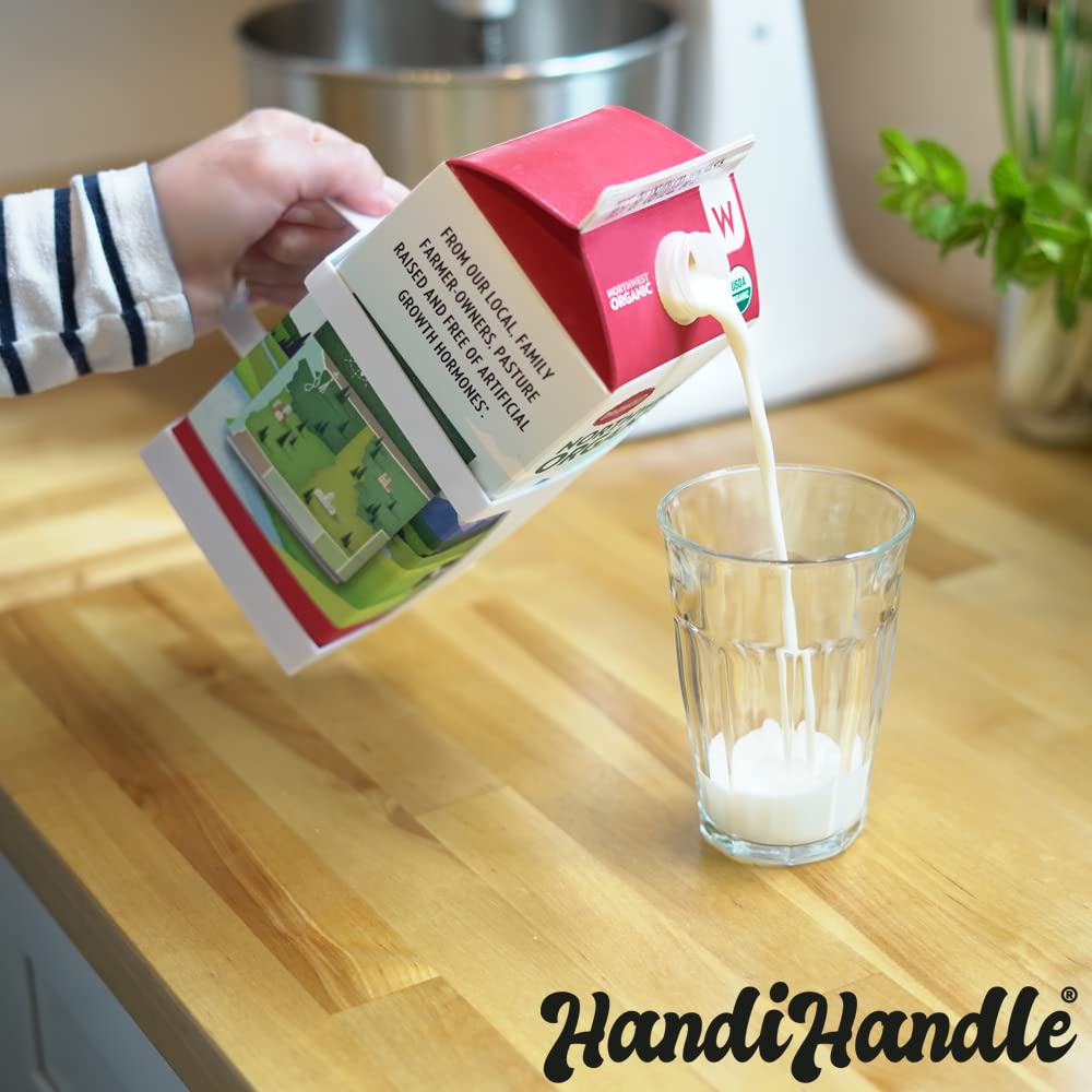 HandiHandle® Half Gallon Milk, Juice, or Beverage Carton Holder | Lightweight and Slim to Save Refrigerator Space | for Seniors, Home Kitchens, Coffee Shops, Restaurants, and Baristas. (1)