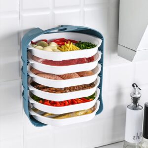 RJfashion Kitchen multifunctional side dish storage box-household multi-layer hot pot vegetable side dish tray-can be superimposed and assembled freely??????????? (white, 6-layer storage)