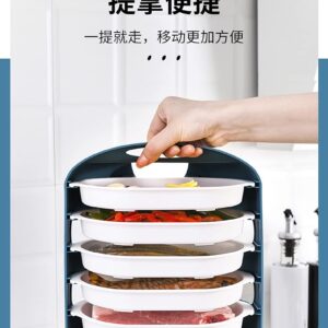 RJfashion Kitchen multifunctional side dish storage box-household multi-layer hot pot vegetable side dish tray-can be superimposed and assembled freely??????????? (white, 6-layer storage)