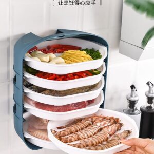 RJfashion Kitchen multifunctional side dish storage box-household multi-layer hot pot vegetable side dish tray-can be superimposed and assembled freely??????????? (white, 6-layer storage)