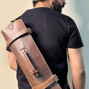 RUSTIC TOWN Leather Knife Roll Storage Bag With Tool Roll Up Pouch Travel-Friendly Chef Knife Case Roll