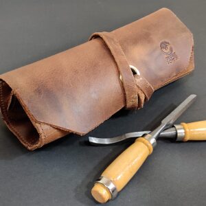 RUSTIC TOWN Leather Knife Roll Storage Bag With Tool Roll Up Pouch Travel-Friendly Chef Knife Case Roll