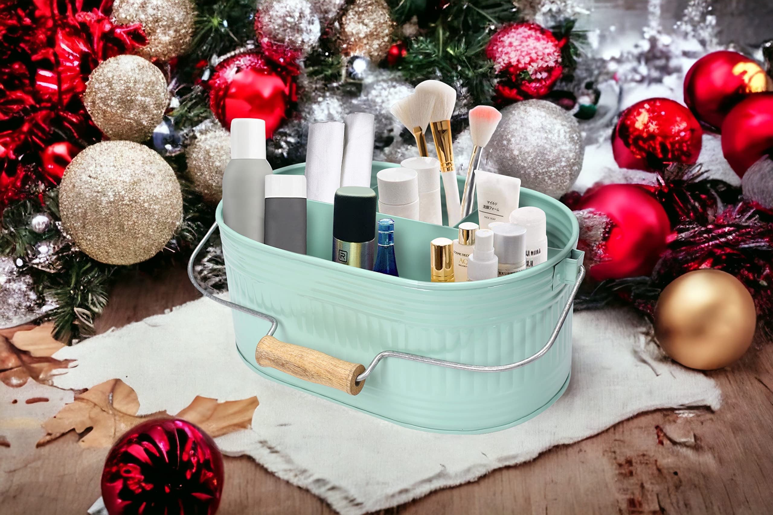 utensil caddy for parties, utensil caddy for countertop, kitchen utensil caddy, plate and utensil caddy - picnic utensil caddy, kitchen utensil caddy for countertop - 13.5 Inches (Mint Green)