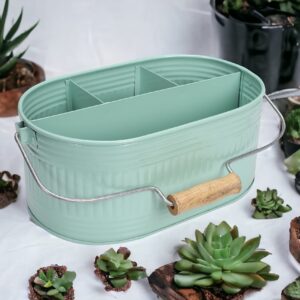 utensil caddy for parties, utensil caddy for countertop, kitchen utensil caddy, plate and utensil caddy - picnic utensil caddy, kitchen utensil caddy for countertop - 13.5 Inches (Mint Green)