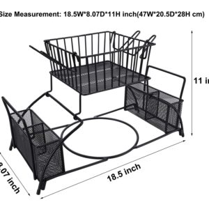 TQVAI 2 Tier Buffet Caddy Silverware Flatware Organizer with Mug Holder for Plates, Utensils, Napkins - Ideal for Kitchen, Dining, Entertaining, Parties, Picnics, Black