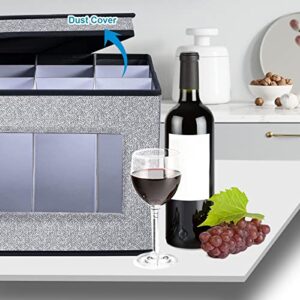 Stemware Storage Cases 2 Pack, Wine Glass Storage Box with Dividers,Hard Shell Stackable China Storage Containers for Glassware or Crystal,Holds 12 Wine Glasses,Moving Boxes (White and Black)