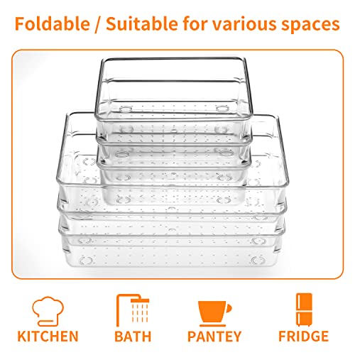 wudianbanCC 6 PCS Drawer Organizer Bins 2 Sizes Transparent Storage Tray, Desktop Organizer, Multifunctional Kitchen Drawer Organizer Tray,For BathroomDressing TableGadgetsOffice Drawer Organizer