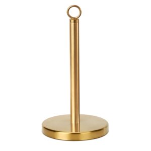 gold paper towel holder countertop, stainless steel heavy base, paper towel rack, paper towel holder stand, ripping paper towel off one-handed, no wobbly (brushed gold)