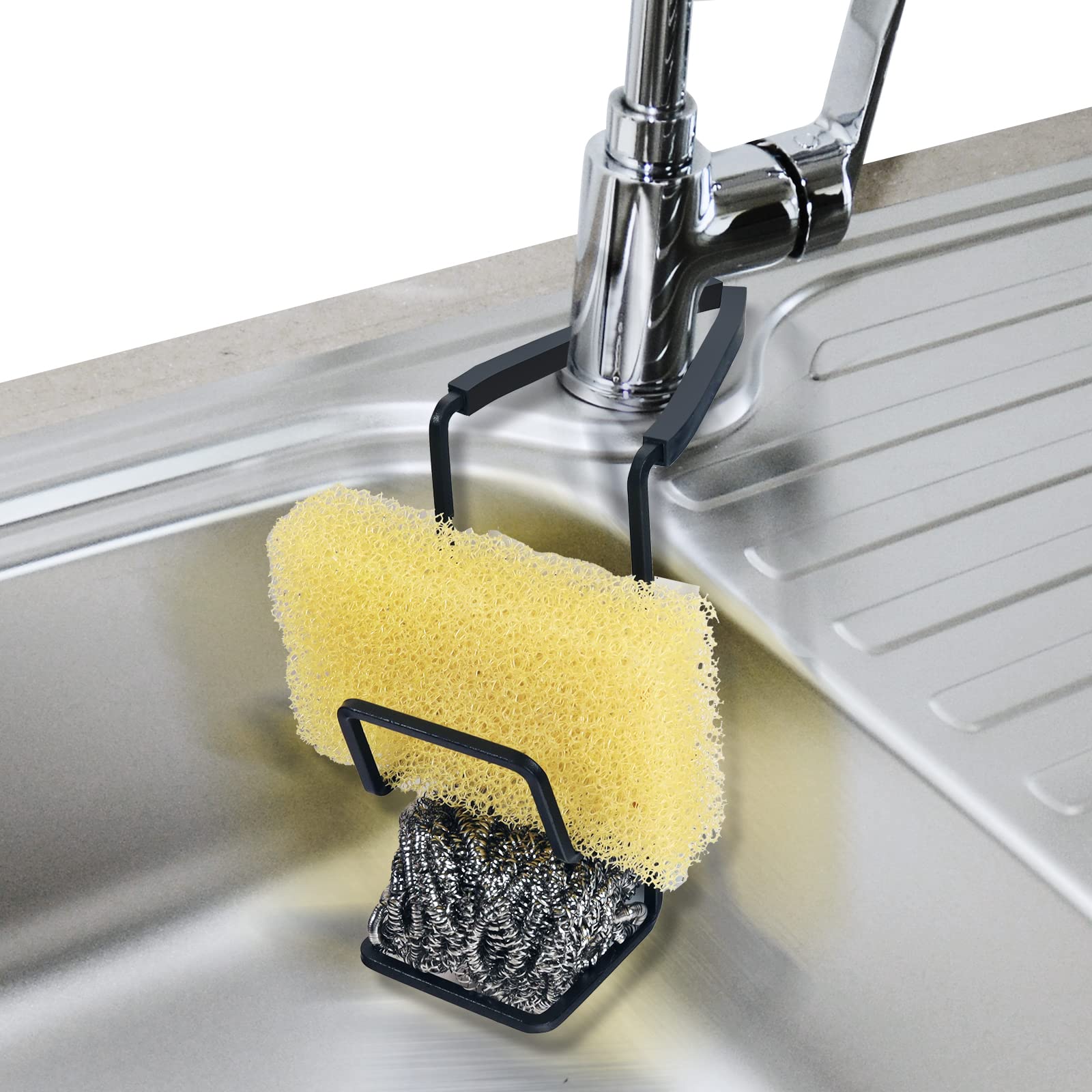 Achenyu Sink Caddy Sink Sponge Holder - Faucet Rack Shower Tray - Kitchen and Bathroom Metal Organizer Hanging Fix Around Faucet