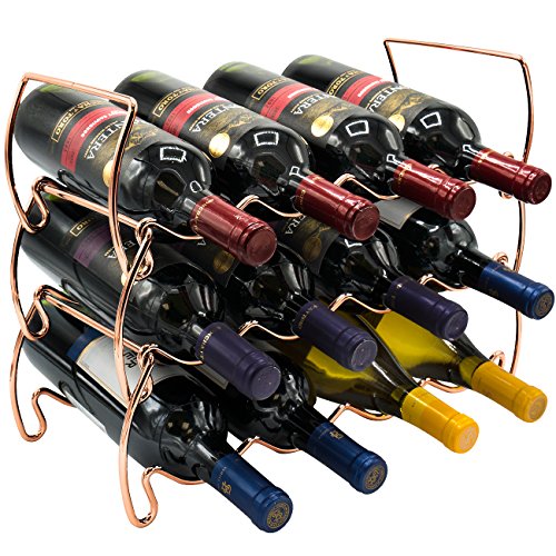 Sorbus® 3-Tier Stackable Wine Rack - Classic Style Wine Racks for Bottles - Perfect for Bar, Wine Cellar, Basement, Cabinet, Pantry, etc - Hold 12 Bottles, Metal (Copper)