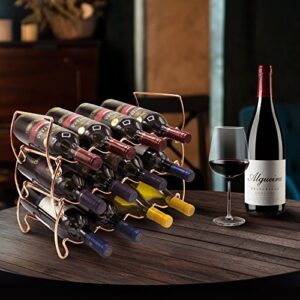 Sorbus® 3-Tier Stackable Wine Rack - Classic Style Wine Racks for Bottles - Perfect for Bar, Wine Cellar, Basement, Cabinet, Pantry, etc - Hold 12 Bottles, Metal (Copper)