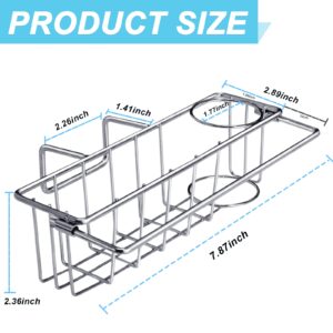 QMLALA Sponge Holder for Double Kitchen Sink, 3-in-1 Sink Caddy, Brush, Dish Towel, Sponge Sink Organizer Liquid Drainer Rack - SUS304 Stainless Steel