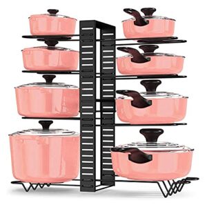 mdhand pot and pan organizer for cabinet, pot lid organizer with adjustable 8 dividers, pot organizer rack for under cabinet, pot rack with 3 diy methods