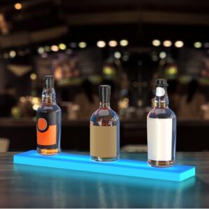 vevor led lighted liquor bottle display, 1 tier 24 inches, supports usb, illuminated home bar shelf with rf remote & app control 7 static colors 1-4 h timing, acrylic lighting shelf for 6 bottles