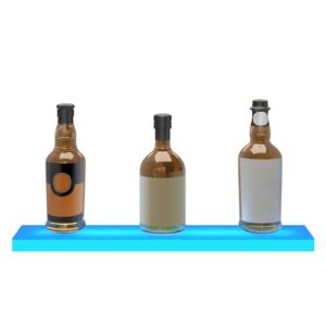 VEVOR LED Lighted Liquor Bottle Display, 1 Tier 24 Inches, Supports USB, Illuminated Home Bar Shelf with RF Remote & App Control 7 Static Colors 1-4 H Timing, Acrylic Lighting Shelf for 6 Bottles