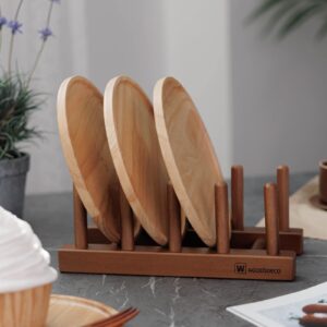 GOODSDECO Wooden Dish Rack - Chopping Board Stand, Dish Drying Rack for Dish Cup Bowl Cutting Board, Drying Rack Stand Storage Holder, Kitchen Countertop Organizer (S, Walnut)